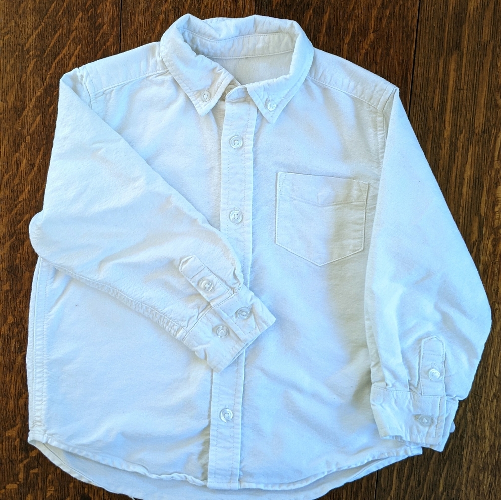 Children's PLACE, 3T Boys white long sleeve button up shirt